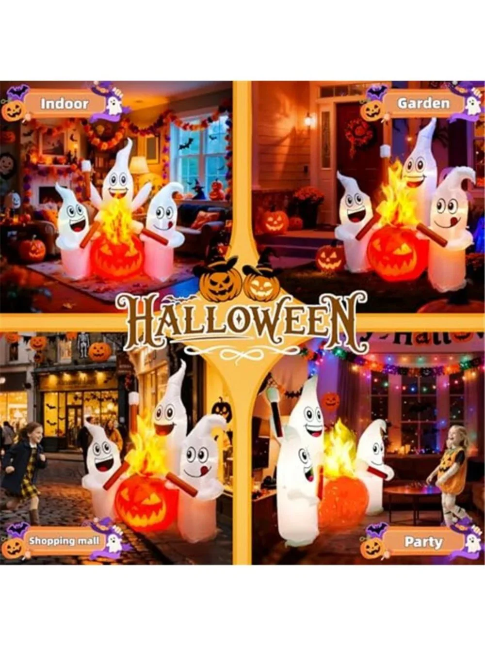 6 FT Halloween Inflatable Ghosts Roasting Marshmallows